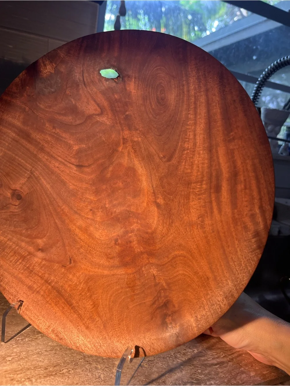 Handcrafted Hand turned Mahogany Round Serving 12” Dish Plate